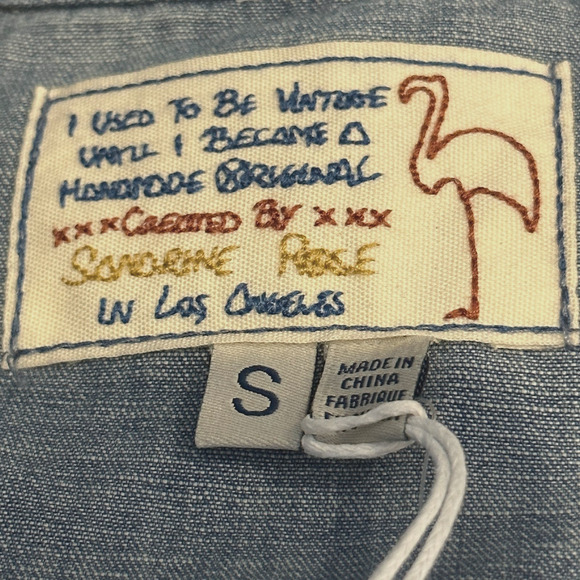 Sandrine Rose L'Artiste Embroidered Button Up Tunic Shirt Blue Women Small NWT - Picture 2 of 11